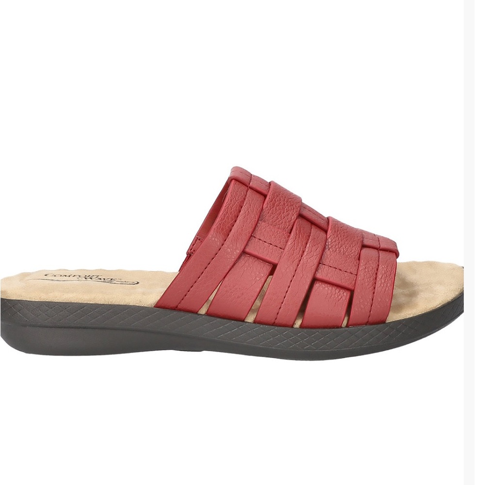 Easy Street Women's Red Woven Sandals - Picture 3 of 7